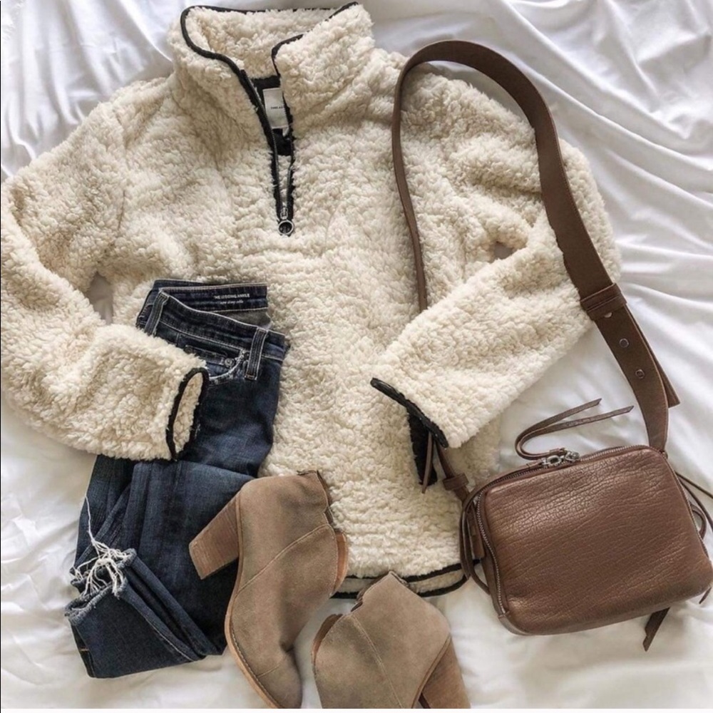 Sherpa Fleece Pullover Sweater Faux Fur Jacket